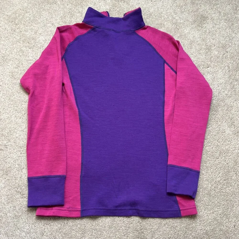 Neve Wool Pullover Womens Small 1/4 Zip Purple Pink Hiking Outdoors Base Layer